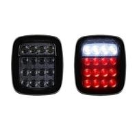 JHVVBFWF 2pcs 16 LED Tail Lights Rear Brake Reverse Light Turn Signals Tail Light For Jeep For Wrangler YJ TJ CJ Car Taillight(Black without Turn)