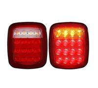 JHVVBFWF For Jeep For Wrangler YJ TJ CJ 2pcs 16 LED Tail Lights Rear Brake Reverse Light Turn Signals Tail Light Car Taillight(Red with Turn)