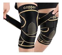 JHVW Copper Knee Braces with Strap for Knee Pain(2 pack)- Knee Compression Sleeve Support for Men & Women,Arthritis,Working Out