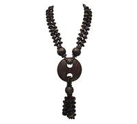 JHWZAIY Multicolor Wooden Beaded Bib Necklace For Women - African-Inspired Layered Beaded - 24 Inches - Fashion Jewelry