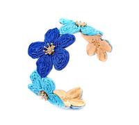 JHWZAIY Raffia Colorful Flower Cuff Bracelet For Women Statement Chunky Spring Summer Floral Tropical Beachy Vacation Wide Open Bangle Boho Jewelry Accessories, One Size, Raffia Iron, no gemstone