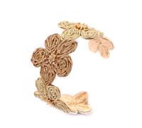 JHWZAIY Raffia Colorful Flower Cuff Bracelet For Women Statement Chunky Spring Summer Floral Tropical Beachy Vacation Wide Open Bangle Boho Jewelry Accessories, One Size, Raffia Iron, no gemstone