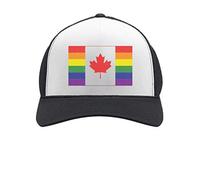 JHXGS Pride Parade Gay & Lesbian Pride Rainbow Canada Flag Trucker Hat Mesh Cap