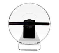 JHXHFJXZ 3D Holographic Fan LED Display Projector For Store Advertising, Mini Hologram 3D Sign With Bright Effect Easy to Change Video(30CM with cover)