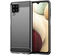 Jhxtech Case for Galaxy A12 4G/Samsung A12 5G/Galaxy M12 SM-A125F Case, Ultra Slim Phone Cover with Shock-Absorption Carbon Fiber TPU Rubber Protective Cases for Samsung Galaxy A12 4G Black
