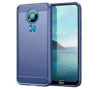 Jhxtech Case for Nokia 3.4 Case, TA-1288 Case, Ultra Slim Phone Cover with Shock-Absorption Carbon Fiber TPU Rubber Protective Cases for Nokia 3.4 Navy Blue