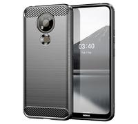 Jhxtech Case for Nokia 3.4, TA-1288, Carbon Fiber, Slim Fit, Shock-Absorbent, Black