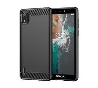 Jhxtech Case for Nokia C2 2nd Edition Case TA-1468 TA-1454 Case, Ultra Slim Phone Cover with Shock-Absorption Carbon Fiber TPU Rubber Protective Cases for Nokia C2 2nd Edition Black