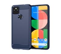Jhxtech Case for Pixel 5, Google 5 GD1YQ GTT9Q Case, Ultra Slim Phone Cover with Shock-Absorption Carbon Fiber TPU Rubber Protective Cases for Google Pixel 5 Navy Blue