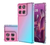 Jhxtech for Motorola Edge 60 Pro XT2507-1 Case, Clear Cute Gradient Phone Cover Slim Anti Scratch Flexible TPU Cover Shockproof Protective Cases for Motorola Moto Edge 60 Pro Pink/Green