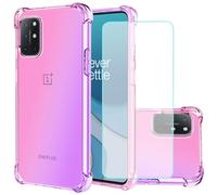 Jhxtech for OnePlus 8T 5G Case with Tempered Glass Screen Protector, Clear Gradient Case Slim Anti Scratch TPU Cover Shockproof Protective Case for OnePlus 8T 5G (Pink/Purple)