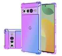 Jhxtech for Pixel 7 Pro Case, Clear Gradient Case, Anti Scratch TPU Cover, Shock Absorbent, Lightweight, Purple/Blue