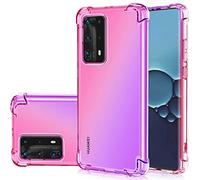 Jhxtech Huawei P40 Pro Case, Huawei P40 Pro Phone Case, Clear Cute Gradient Slim Anti Scratch Flexible TPU Cover Shockproof Protective Case for Huawei P40 Pro (Pink/Purple)