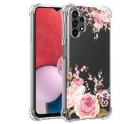 Jhxtech Phone Case for Galaxy A13 4G Case, Samsung A13 4G SM-A135 girls women, Slim Shockproof Clear Floral Pattern Soft Flexible TPU Protective Cover for Samsung Galaxy A13 4G Rose Flower