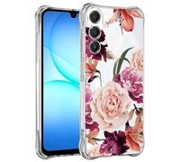 Jhxtech Phone Case for Galaxy A17 5G Case, for SamsungA17 SM-A176B girls women, Slim Shockproof Clear Floral Pattern Soft Flexible TPU Protective Cover for Samsung Galaxy A17 Purple flower