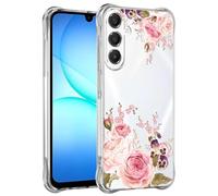 Jhxtech Phone Case for Galaxy A17 5G Case, for SamsungA17 SM-A176B girls women, Slim Shockproof Clear Floral Pattern Soft Flexible TPU Protective Cover for Samsung Galaxy A17 Rose Flower