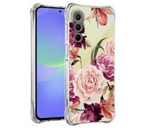 Jhxtech Phone Case for Galaxy A36 5G Case, for SamsungA36 SM-A366B girls women, Slim Shockproof Clear Floral Pattern Soft Flexible TPU Protective Cover for Samsung Galaxy A36 5G Purple flower