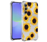 Jhxtech Phone Case for Galaxy A37 Case, for SamsungA37 SM-A376B girls women, Slim Shockproof Clear Floral Pattern Soft Flexible TPU Protective Cover for Samsung Galaxy A37 Sunflower