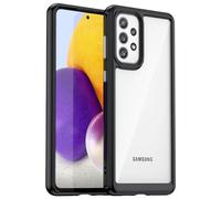 Jhxtech Phone Case for Galaxy A73 5G, Crystal Black Clear Hard PC & Soft TPU Bumper, Drop & Scratch Protection