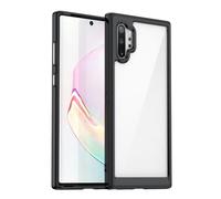 Jhxtech Phone Case for Galaxy Note 10 Plus Case, Galaxy Note 10+ 5G SM-N976F Case Ultra Thin Clear Hard PC Back + Soft TPU Bumper Silicone Shockproof Cover for Samsung Galaxy Note 10+ Crystal Black