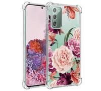 Jhxtech Phone Case for Galaxy S20 FE Case, Samsung S20 Fan Edition SM-G781B girls, Slim Shockproof Clear Floral Pattern Soft Flexible TPU Protective Cover for Samsung Galaxy S20 FE 5G Purple flower