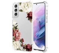 Jhxtech Phone Case for Galaxy S21 Plus Case, Samsung S21+ SM-G996B girls women, Slim Shockproof Clear Floral Pattern Soft Flexible TPU Protective Cover for Samsung Galaxy S21 Plus 5G Blossom Flower