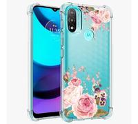 Jhxtech Phone Case for Moto E20 Case, Moto E30/Motorola E40/Lenovo K14 Plus girls women, Slim Shockproof Clear Floral Pattern Soft Flexible TPU Protective Cover for Motorola Moto E20 Rose Flower