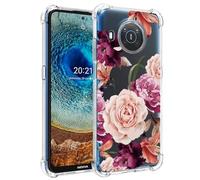 Jhxtech Phone Case for Nokia X10 Case, Nokia X20 TA-1332 TA-1341 girls women, Slim Shockproof Clear Floral Pattern Soft Flexible TPU Protective Cover for Nokia X10 / X20 Purple flower