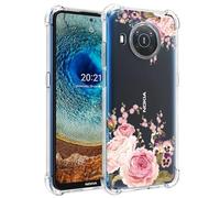 Jhxtech Phone Case for Nokia X10 Case, Nokia X20 TA-1332 TA-1341 girls women, Slim Shockproof Clear Floral Pattern Soft Flexible TPU Protective Cover for Nokia X10 / X20 Rose Flower