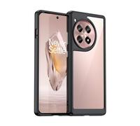 Jhxtech Phone Case for OnePlus 12R Case, OnePlus ACE 3 CPH2609 Case Ultra Thin Premium Clear Hard PC Back + Soft TPU Bumper Silicone Shockproof Cover Cases for OnePlus 12R 5G Crystal Black