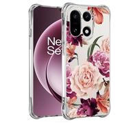 Jhxtech Phone Case for OnePlus 15 Case CPH2747 girls women, Slim Shockproof Clear Floral Pattern Soft Flexible TPU Protective Cover for OnePlus 15 5G Purple flower