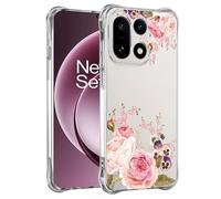Jhxtech Phone Case for OnePlus 15 Case CPH2747 girls women, Slim Shockproof Clear Floral Pattern Soft Flexible TPU Protective Cover for OnePlus 15 5G Rose Flower