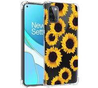 Jhxtech Phone Case for OnePlus 8T 5G Case, OnePlus 8T+ 5G KB2000 girls women, Slim Shockproof Clear Floral Pattern Soft Flexible TPU Protective Cover for OnePlus 8T Sunflower