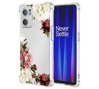 Jhxtech Phone Case for OnePlus Nord CE 2 5G, Clear Floral Pattern, Slim Shockproof TPU Bumper Case with Screen Protection