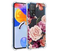 Jhxtech Phone Case for Redmi Note 11 Pro (4G/5G)/Redmi Note 11E Pro girls women, Slim Shockproof Clear Floral Pattern Soft Flexible TPU Protective Cover for Xiaomi Redmi Note 11 Pro 5G Purple flower
