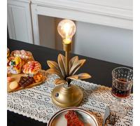 JHY DESIGN Battery Operated Lamp Vintage Decorative Cordless Light with LED Bulb 34cm Tall Table Lantern for Bedroom Living Room Kitchen Wedding Patio Home Decor(Antique Gold)