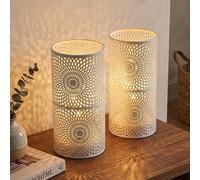 JHY DESIGN Battery Operated Table Lamps Set of 2, White Bedside Lights