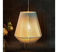 JHY DESIGN Battery Powered Hanging Lamp 20.5cm H Braided Cotton Rope Decorative Pendant Lamp Hemp Rope Rattan Lighting Fixtures with 6 Hours Timer for Bar Entryway Patio Living Room Indoor Outdoor