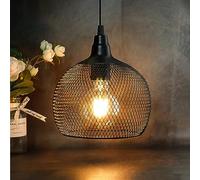 JHY DESIGN Black Metal Cage Hanging Lamp, Battery Powered with 6-Hour Timer | Decorative Round Pendant Light with Warm Glow for Living Room, Bedroom, Bar, Party, Balcony or Covered Patio