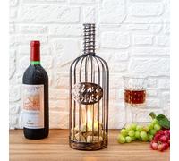 JHY DESIGN Decorative Table Lamp Battery Powered Cordless Metal Wine Cork Bottle Light with 6-Hour Timer for Tabletop Home Patio Dining Living Room(Black Brushed Gold)