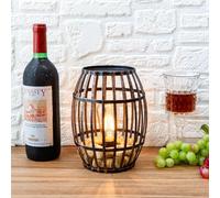 JHY DESIGN Decorative Table Lamp Battery Powered with 6-Hour Timer, Cordless Metal Wine Barrel Light for Tabletop Home Patio Dining Room Living(Black Brushed Gold)