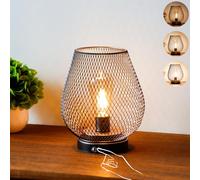 JHY DESIGN Dimmable Touch Bedside Table Lamp Rechargeable Battery Powered Light with LED Bulb Cordless Accent Lantern for Weddings Parties Patio Events for Indoors Outdoors(Metal Base, Bronze Egg)