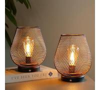 JHY DESIGN Dimmable Touch Bedside Table Lamp Set of 2 Rechargeable Battery Powered Lamp with LED Bulb Cordless Accent Light for Weddings Parties Patio Events Indoors Outdoors(Metal Base, Bronze Egg)