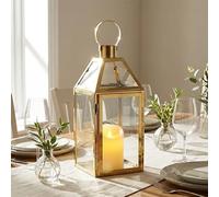 JHY Design Gold Decorative Lanterns Stainless Steel Candlesticks, 34cm High Hanging Candle Holder Balcony Accessories for Indoor Outdoor Parties Wedding Gift Garden Hallway Patio Living Room