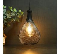JHY DESIGN Hanging Lamp Battery Powered with 6-Hour Timer, Decorative Pendant Lantern 28cm High Cage Battery Light for Garden Bar Indoor Balcony Living Room Shop Gifts Hallway Bedside Entryway Xmas