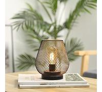 JHY DESIGN Metal Cage LED Lamp 17cm Tall Battery Powered Cordless Accent Lights with Great for Weddings Parties Patio Events for Indoors Outdoors(Bronze)