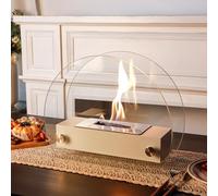 JHY DESIGN Portable Fireplace 35cm L Clean Burning Bio Ethanol Ventless Tabletop Fire Pit Bowl for Home Decor Indoor Outdoor Living Room Garden Patio Parties Events (White)