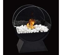 JHY DESIGN Round Portable Glass Tabletop Firepit Fire Bowl Pot 34cm Tall Clean-Burning Bio Ethanol Ventless Fireplace for Indoor Outdoor Patio Parties Events