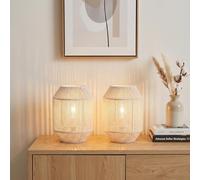 JHY DESIGN Set of 2 Battery Operated Table Lamps, 22cm Tall Cordless Metal Cage Bedside Lamps with Warm LED Light, Decorative Accent Lamps for Bedroom Living Room Hallway