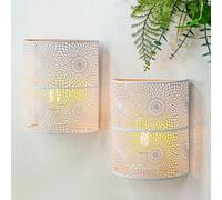 JHY DESIGN Set of 2 Battery Powered Table Lamp 20cm High Vintage Wall Sconce Metal Modern Wall Mount Lighting with 6-Hours Timer Wall Decor for Living Room Bedroom Hallway Stairway (Sunflower Shape)